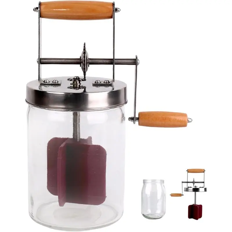 Industrial Tools Butter Churner 1500ml Manual Hand Crank Wide Mouth Cream Homemade Butter Churner Washable Butter Maker