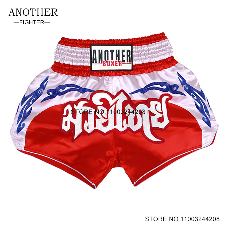 Boxing Shorts Womens Muay Thai Shorts Mens Kids Embroidery Satin Martial Arts Clothing Gym Fitness Cage Fight Kickboxing Pants