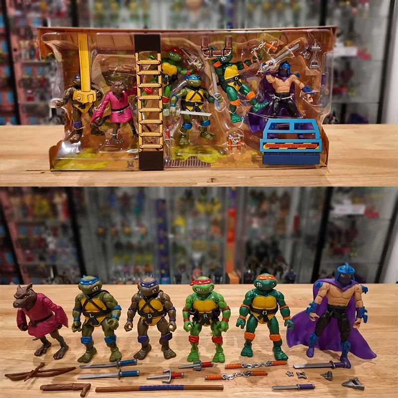 

Игровые фигурки Playmates Toys Teenage Mutant Ninja Turtles 1988 Remastered, 40-летие, набор из 6 штук, Шредер, Леонардо, коллекционная модель