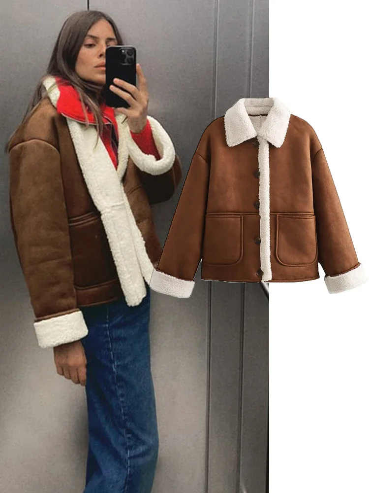 

Winter Wool Liner Coat Women 2023 Thick Warm Long Sleeve Jacket Female Fashion Single Breasted Jacket Coats