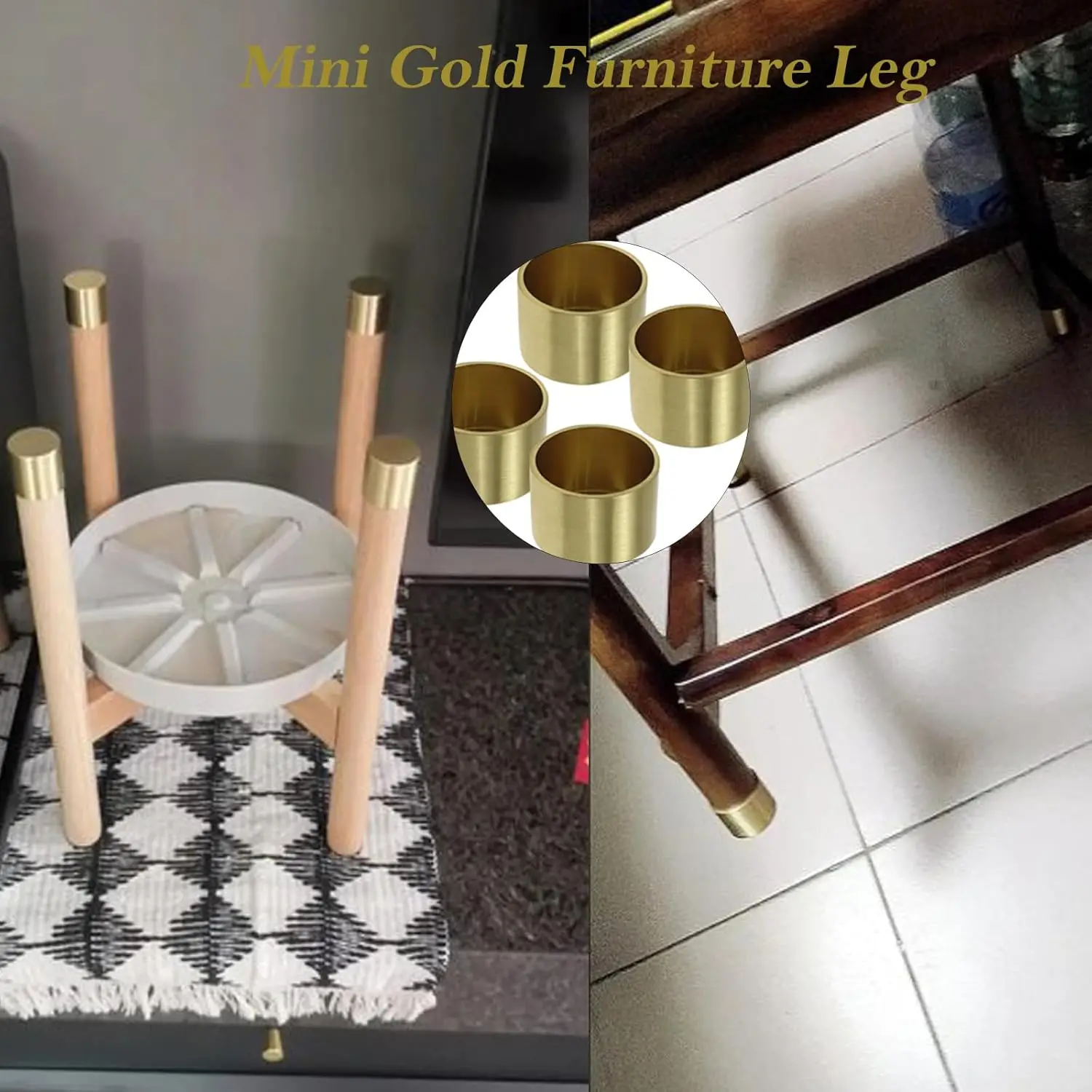 Brass Round Feet Tip Cups For Mid-century Modern Table Chair Bed Sofa Seat