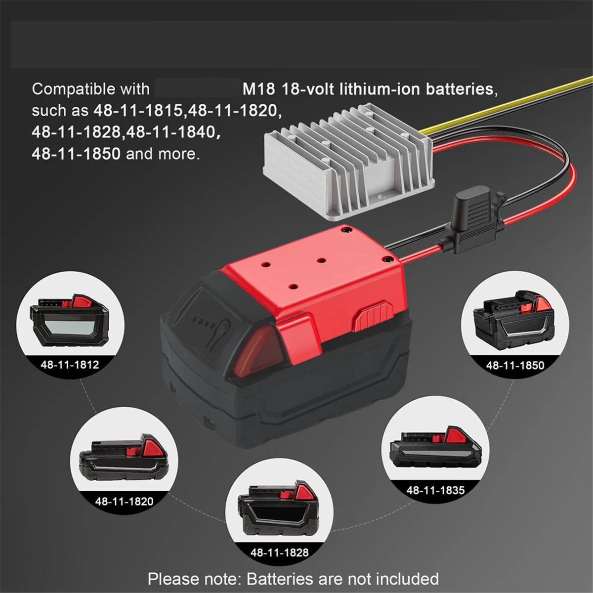 18V to 12V Step Down Converter for Milwaukee M18 Power Wheels Battery Adapter, DC 12V 20A 240W Buck Converter Regulator