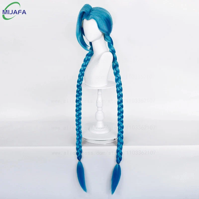 Jinx Long Braided Blue Cosplay Wig