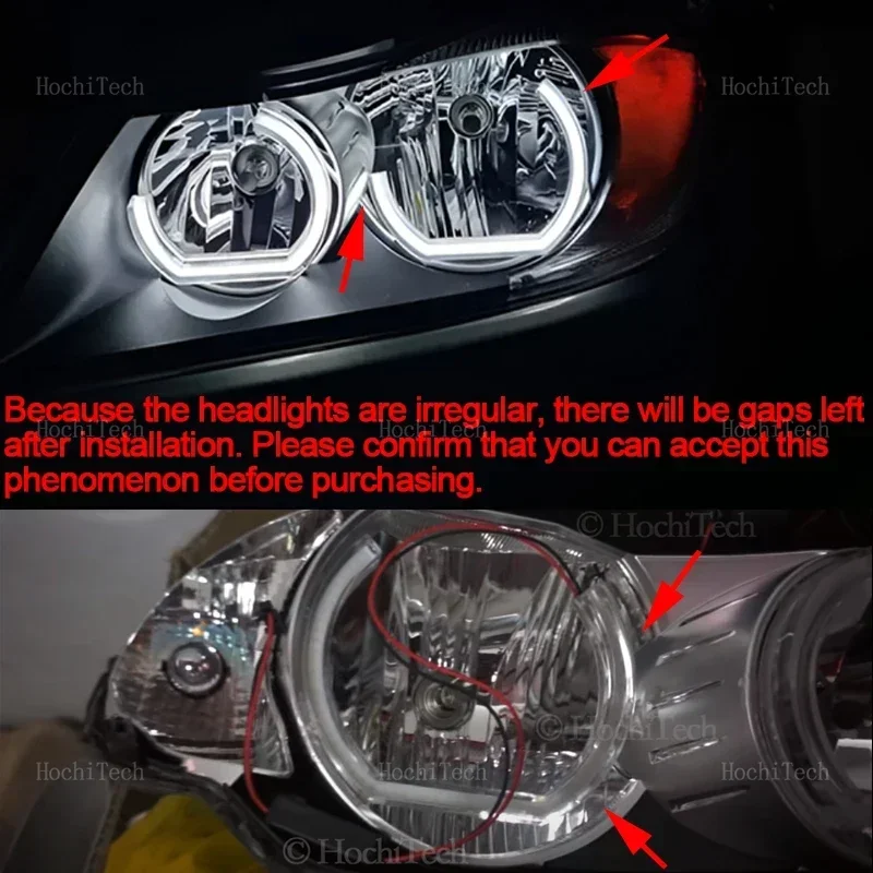 For BMW 3 Series E90 E91 Saloon Touring 2005-08 RGB Dynamic Angel Eyes LED APP control Sequential Flowing Multicolor Car Rings