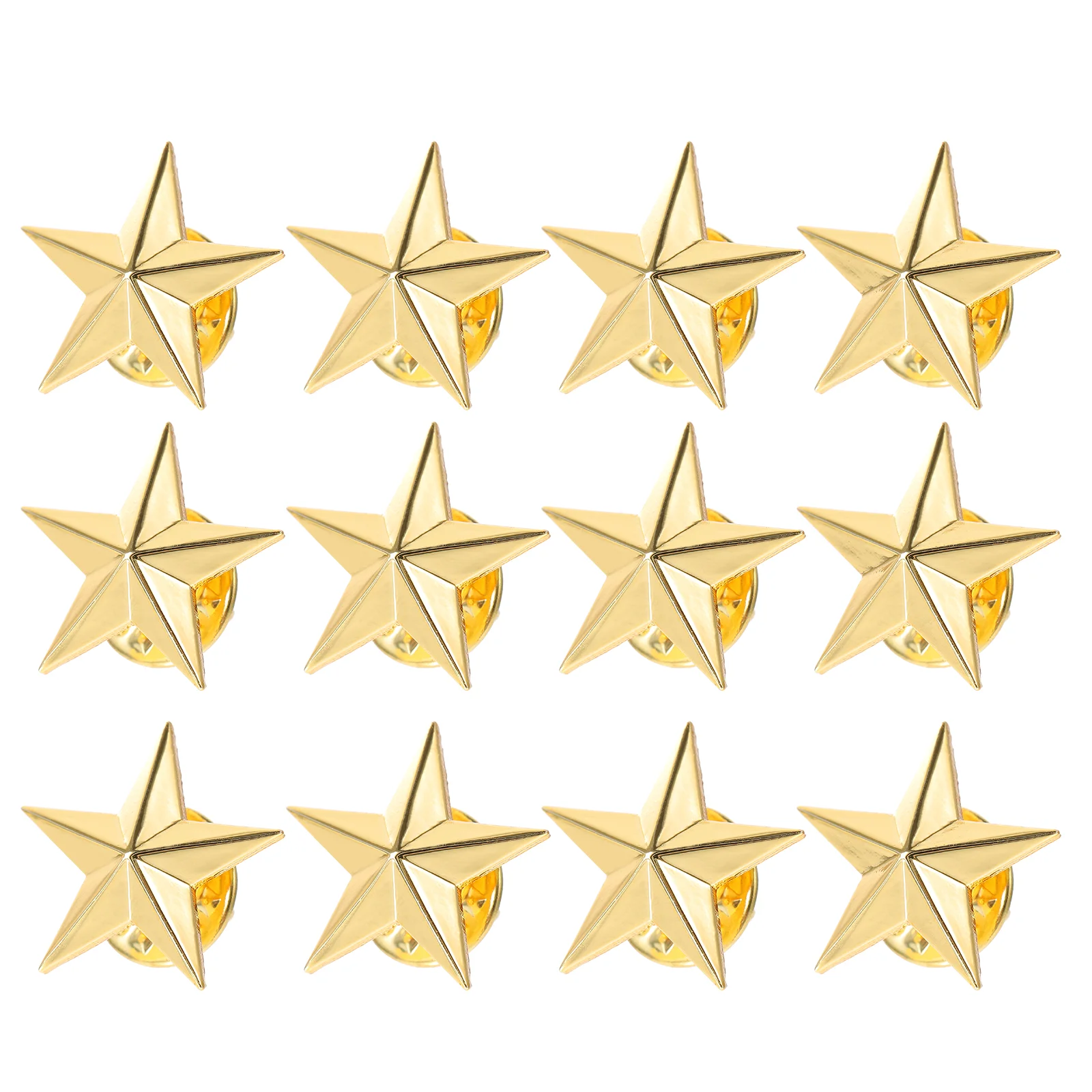 12 Pcs Pentagram Badge Clothes Star Badges Pins Flag Shape Veterans Day Zinc Alloy Lapel Child