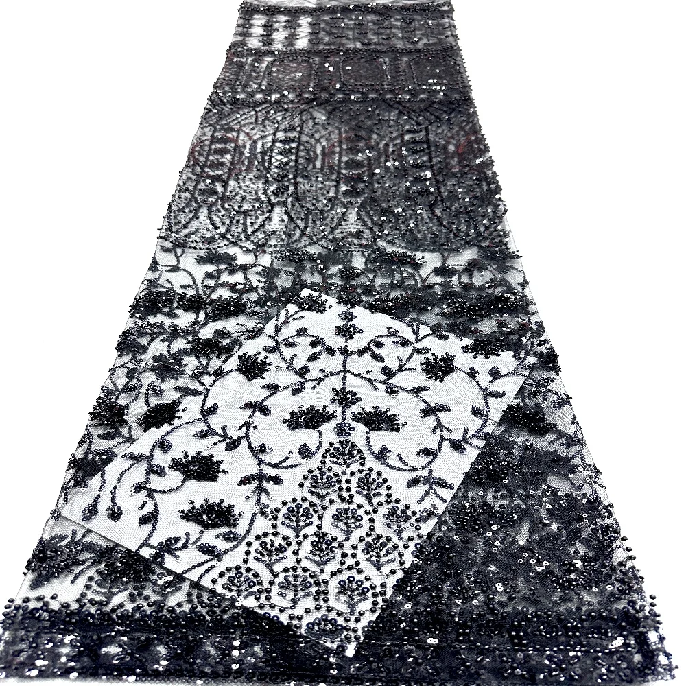 

African Sequins Beaded Groom Lace Fabric High Quality French Tulle Lace Fabric 2026 Embroidery Nigerian Lace Fabrics