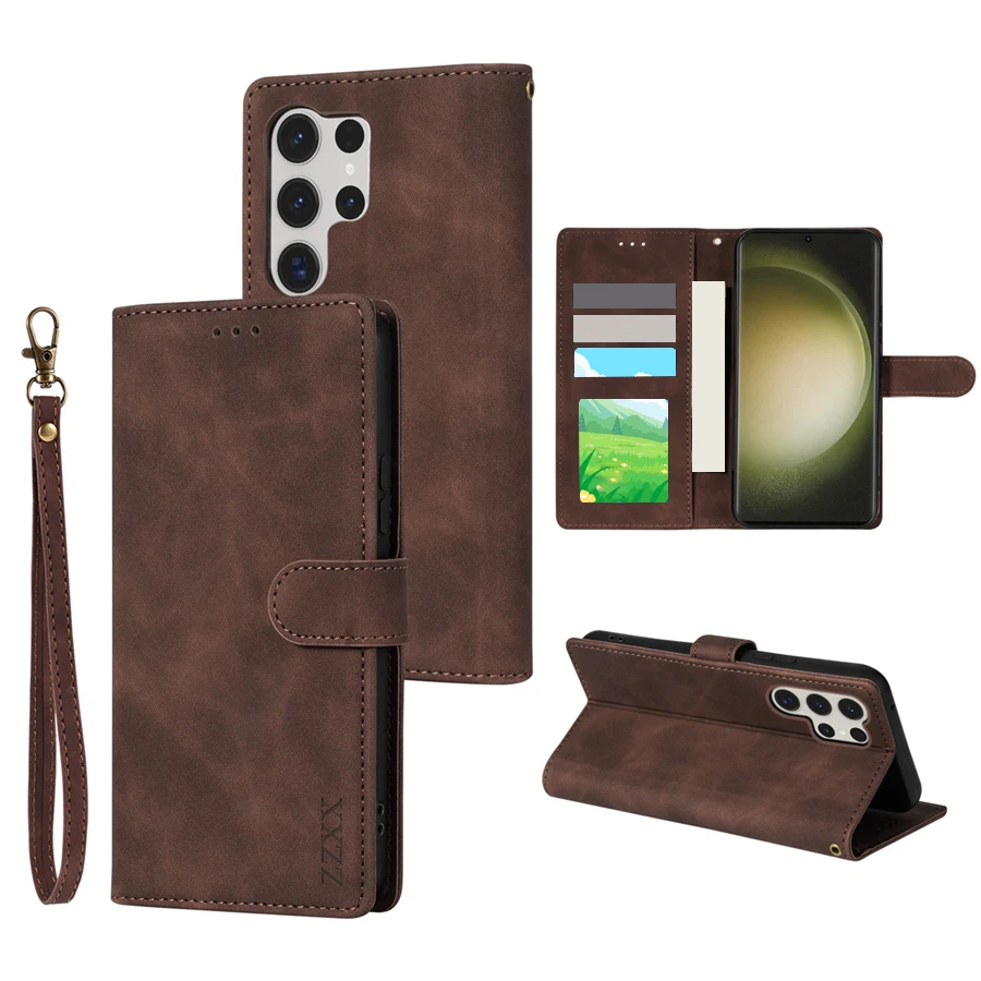 Hautfreundliche Brieftaschenhülle mit Kartenfach, Ständerfunktion und magnetischem Flip-Design aus Leder für Samsung Galaxy S26 Ultra, S25 Plus, S24 FE, A08, A17, A18, A37, A57 – Detail 21