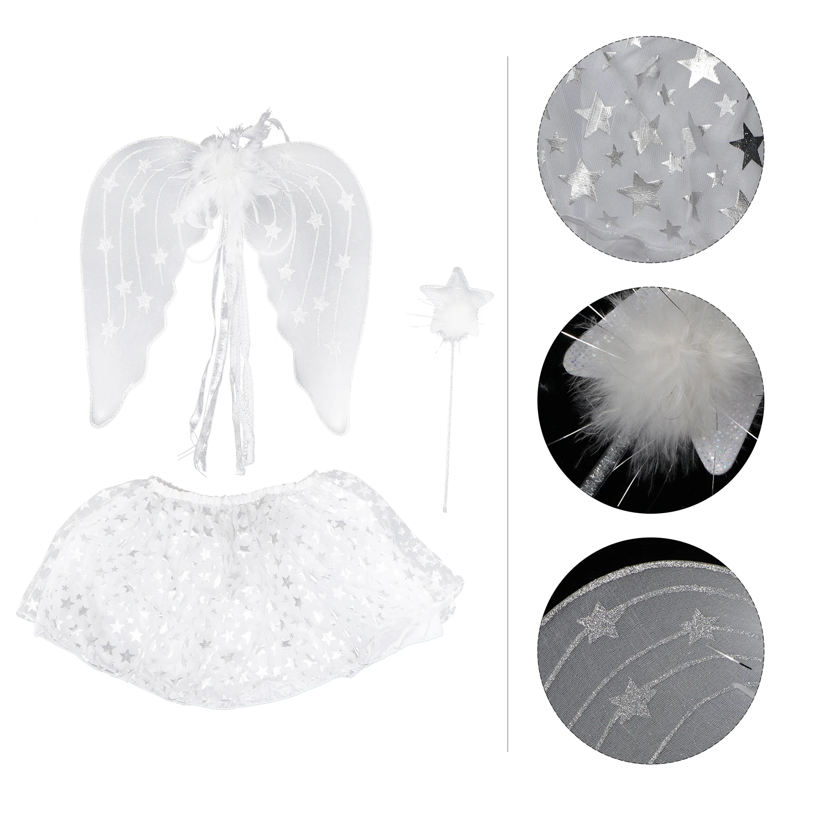 

3PCS Short Skirt W Set Creative Adorable Angel Fairy Costume Wings Party Dress Up Favor Gift Packaging Box
