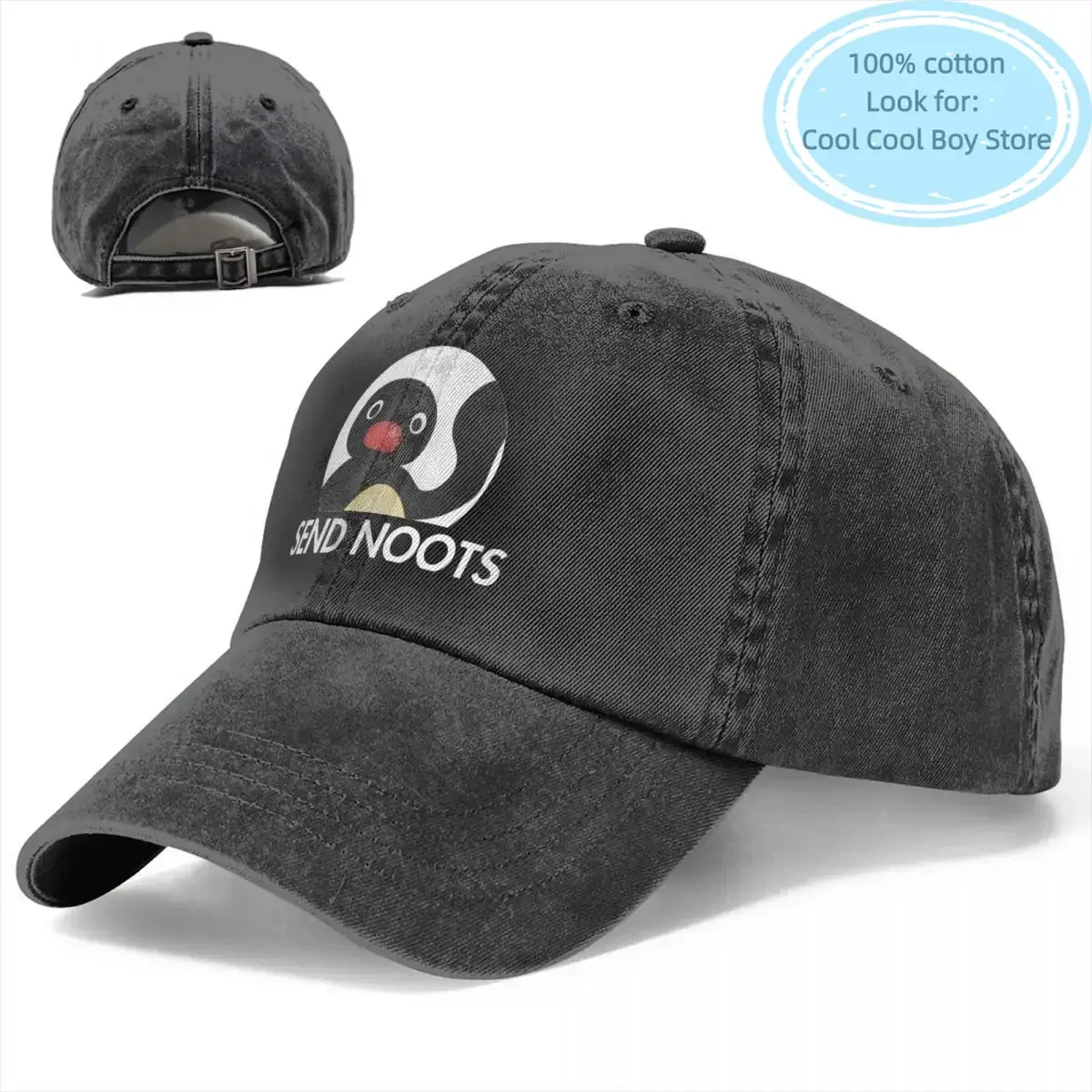 Send Noots Men Women Baseball Caps Pingu Pinga Penguin Distressed Denim Caps Hat Vintage Outdoor Activities Snapback Cap