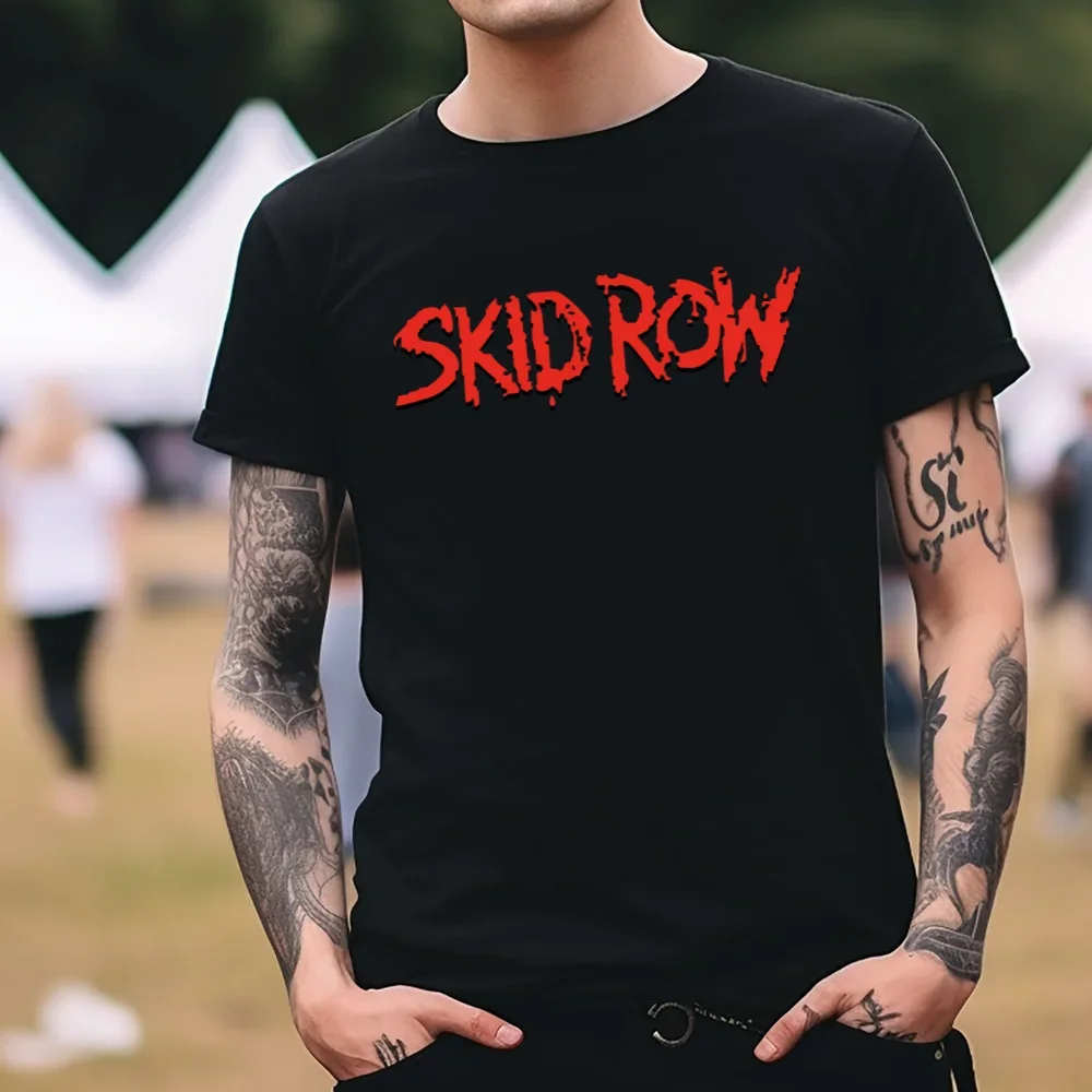 تي شيرت Skid Row Heavy Metal Rock Band باللون الأسود #3