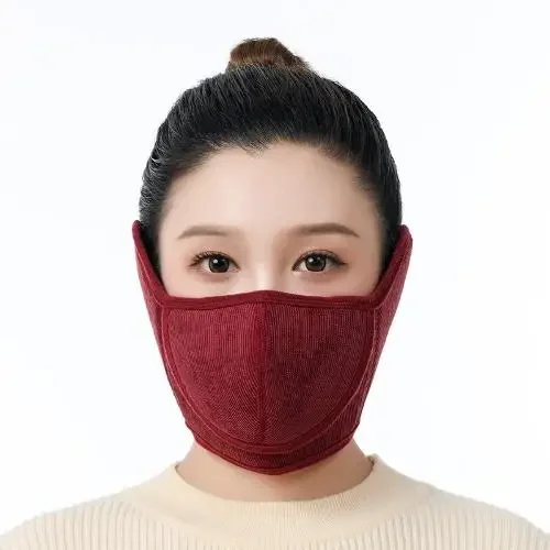 Winter Half Face Cycling Camping Ski Face Mask Polar Fleece Warm Mask Earmuffs Open Breathable Mask Windproof Neck Warmer