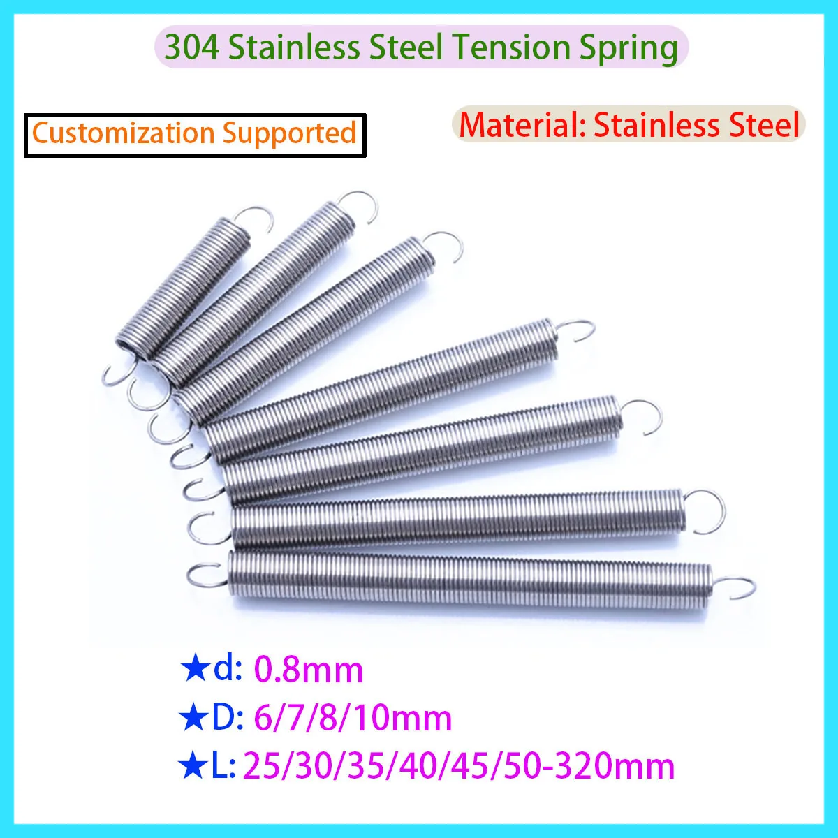 304 Stainless Steel Tension Spring S-shaped Rebound Spring Wire Diameter 0.8mm