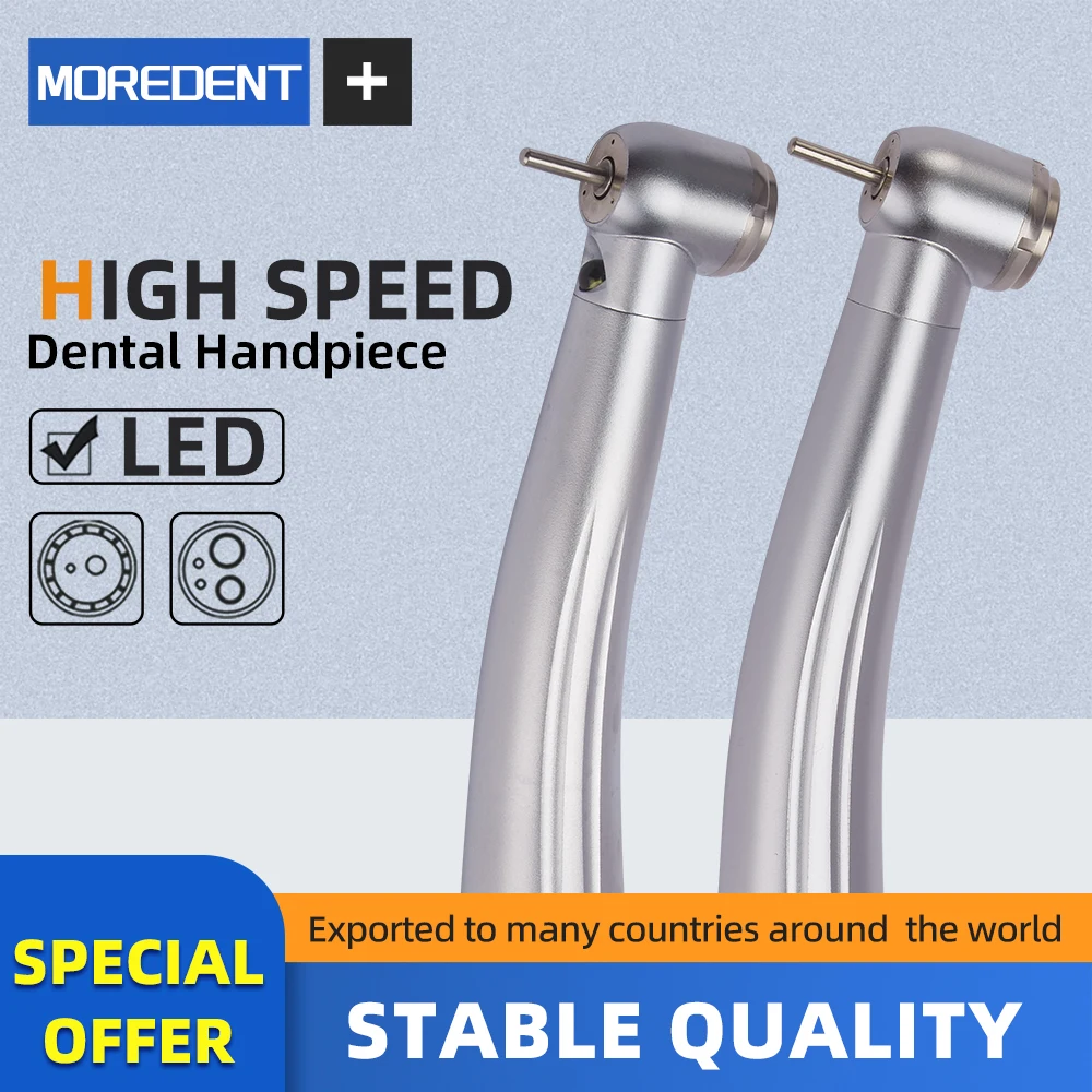 Dental LED High Speed Handpiece 2/4 Hole Integrated Standard Head Air Turbine Ceramic Bearing Dentist Tips Single Water Spray