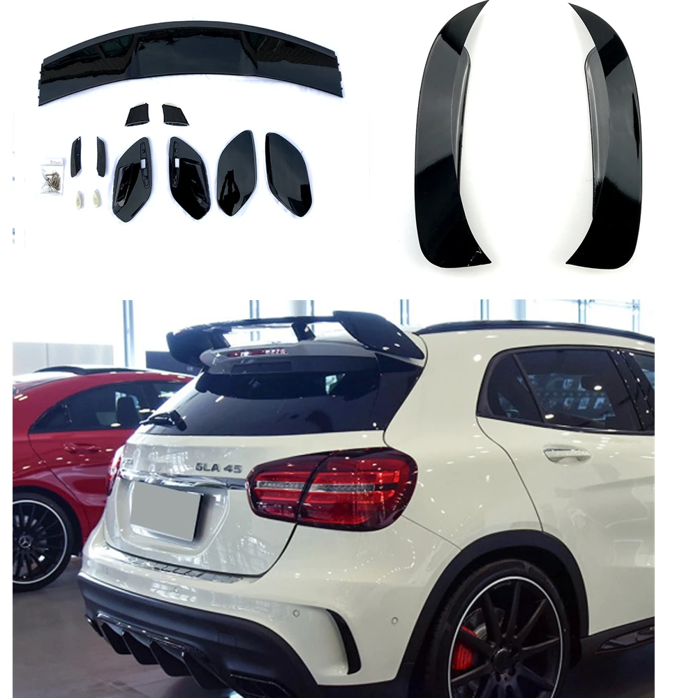 For Mercedes Benz X156 GLA-Class GLA250 45 AMG Car Rear Spoiler Trunk Lid Window Roof Wing+Splitter Canard Air Vent Cover Trim