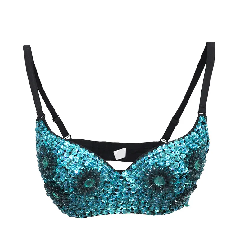 Hot Selling New Sexy Golden Sequins Push Up Bra Top Women Sexy Bra Corset Club Party Costumes Stylish Punk Gothic Bikini Tops