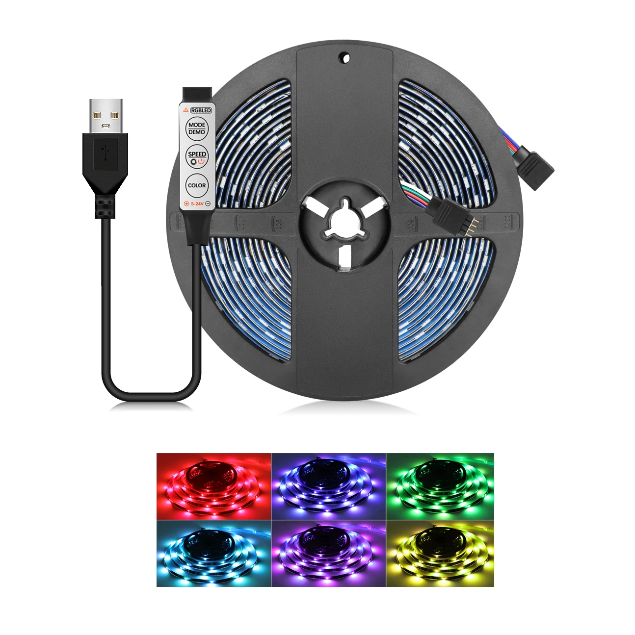 LED Strip Light USB Cable SMD 5050 1M-15M Flexible Lamp Tape Diode Mini 3 Key Control DC5V Desk Screen TV Background Lighting