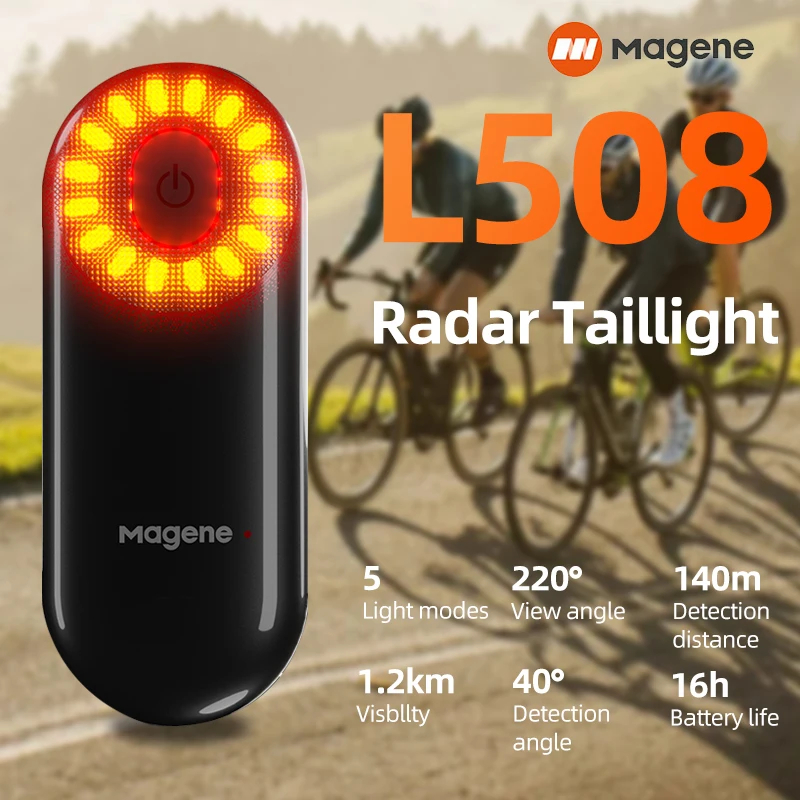 Magene L508 Bike Light Radar Bicycle Led Light Brake Sensing Taillight Turn Signals for Bicycle Frontlight 400lm High Visibilit