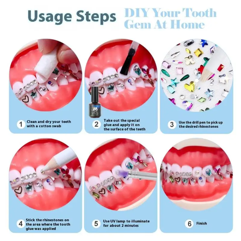 

1 Set Dental Tooth Gems Crystal Glass Butterfly Shaped Ornament Diy Tools Various Shapes Color Teeth Jewelry Decorations