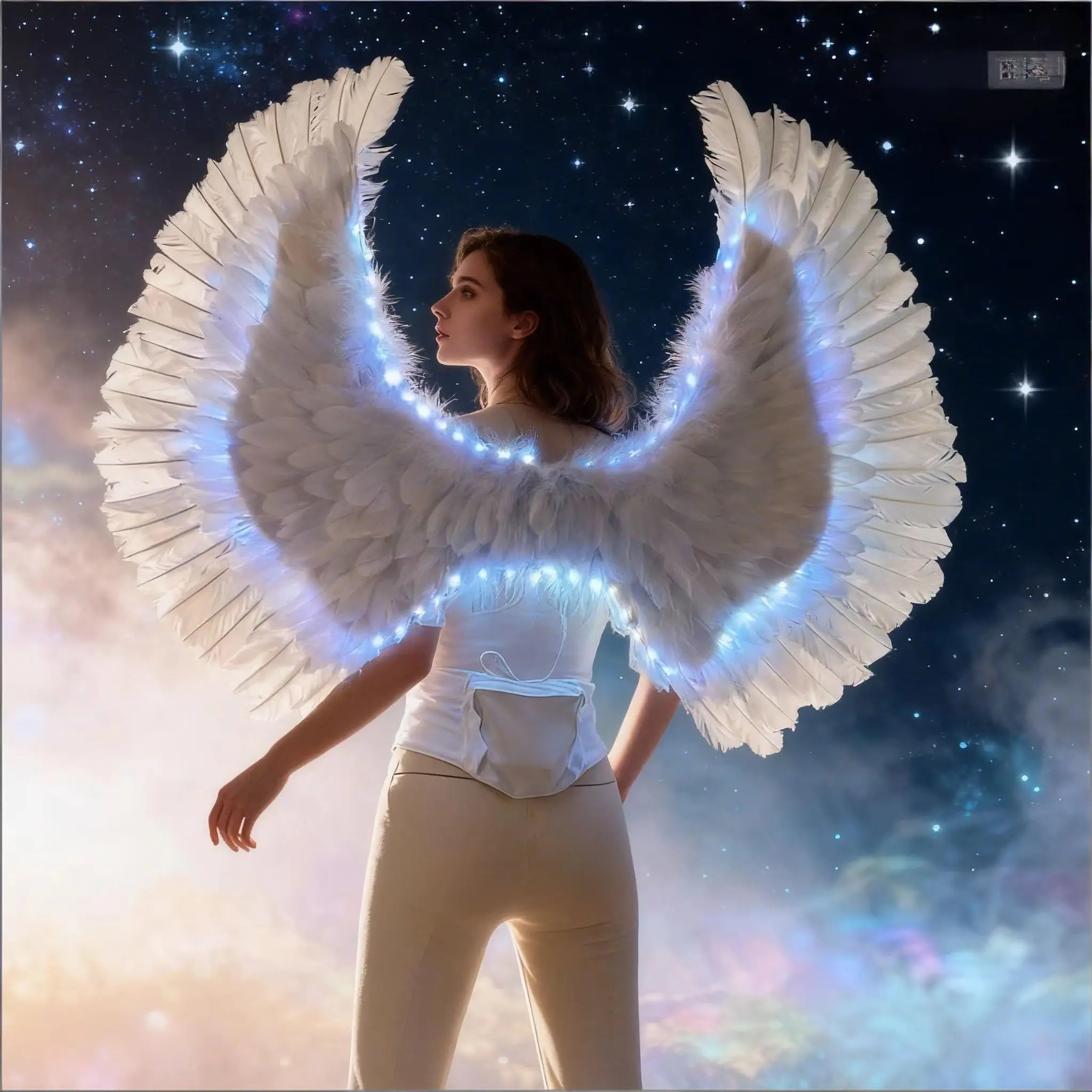 LED Feather Wing Performance Costume for Stage Show Catwalk Nightclub Disco Photography Prop - Glowing Wings