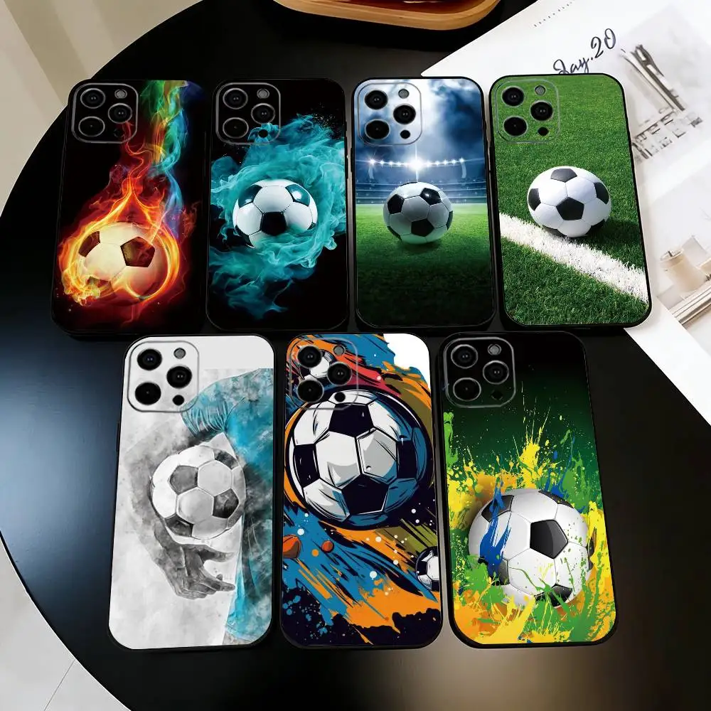 Soccer Ball Phone Case Silicone Soft For IPhone 17 16 15 14 13 12 11 X XR Plus Pro Max Plus