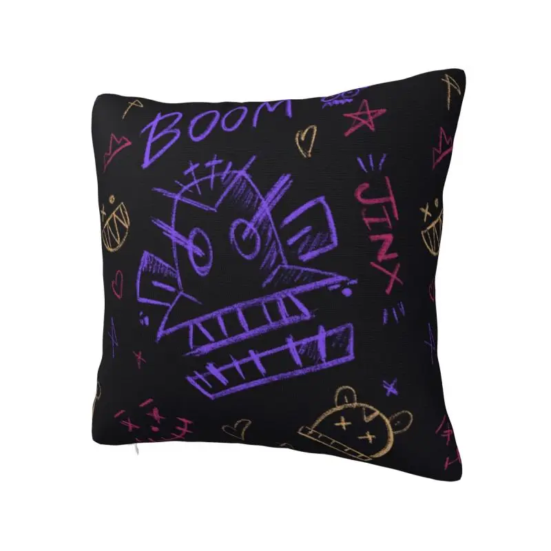 Custom Jinx Monkey Arcane Square Pillowcover Decoration Funny Cartoon Anime Cushions Throw Pillow for Car Double-sided Printing