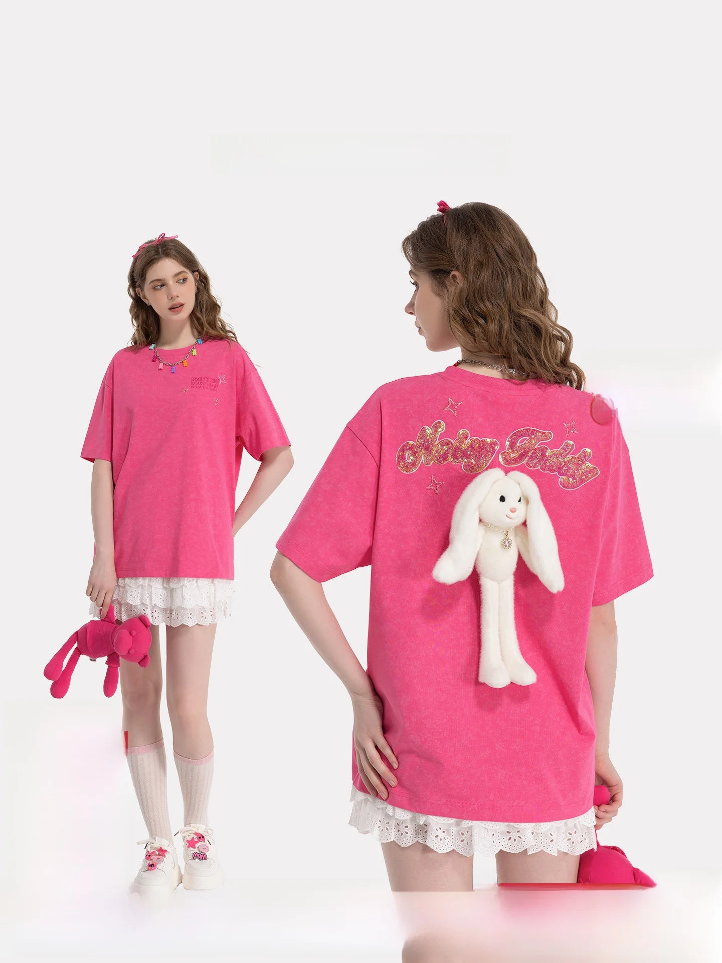 

Женская летняя футболка NOISY TEDDY с блестящими пайетками и надписью, круглым вырезом, коротким рукавом, свободного кроя, из смесового хлопка, новый стиль