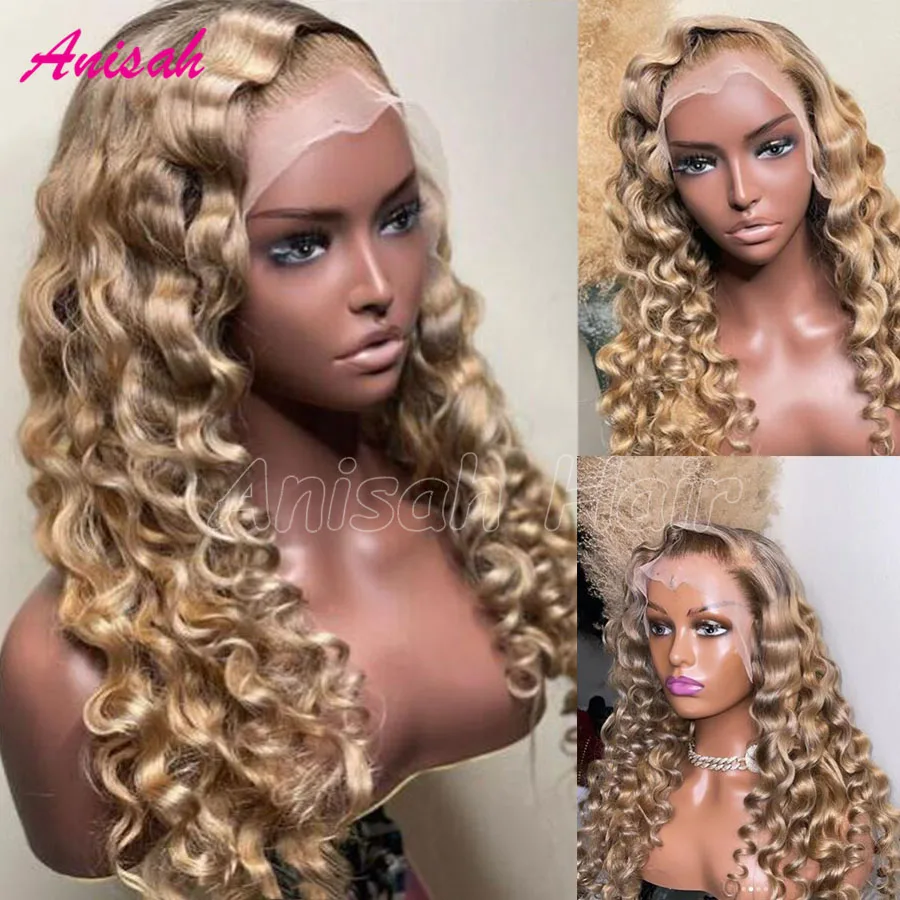 

Glueless Blonde Wig Human Hair 13x4 Lace Frontal Wigs Bleached Konts Lace Front Loose Deep Wave wigs Preplucked