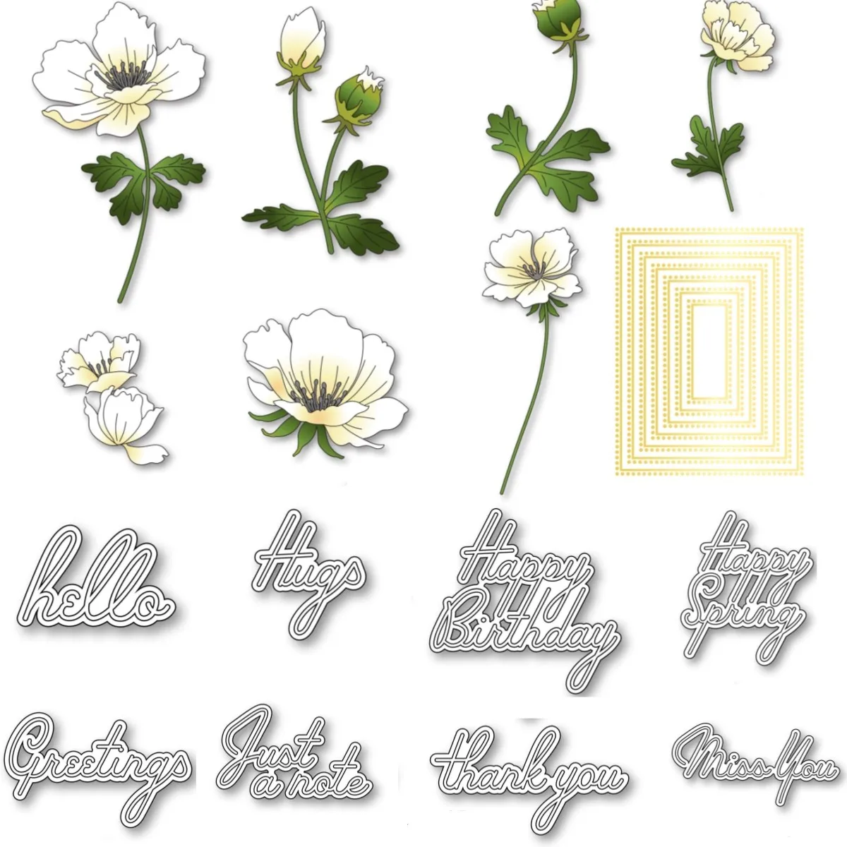 

2024 New Anemone Letter Valentines Metal Cutting Dies Hot Foil for Making Card Scrapbook Embossed Diy Template Decoration Craft