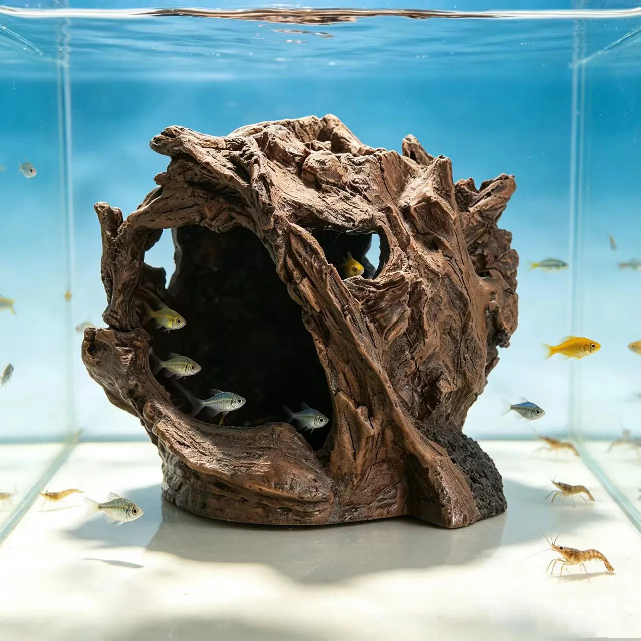 Künstliche Wurzelhöhle aus Kunstharz für Aquarien, Baumstumpf, Landschaftsdekoration, Aquarien-Versteck, Spielsitz, Laichstätte – Detail 4