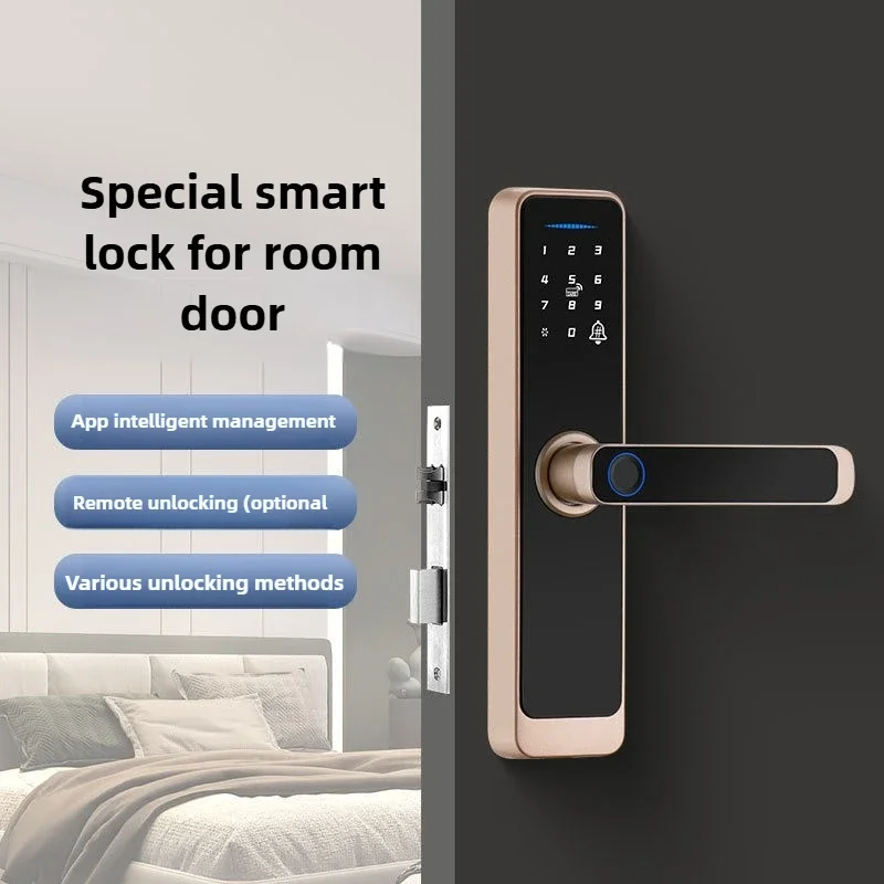 Excellent Tuya Smart Door Lock Indoor Wooden Door Electronic Password Lock Office Door Remote Fingerprint Applicable Range 35-55