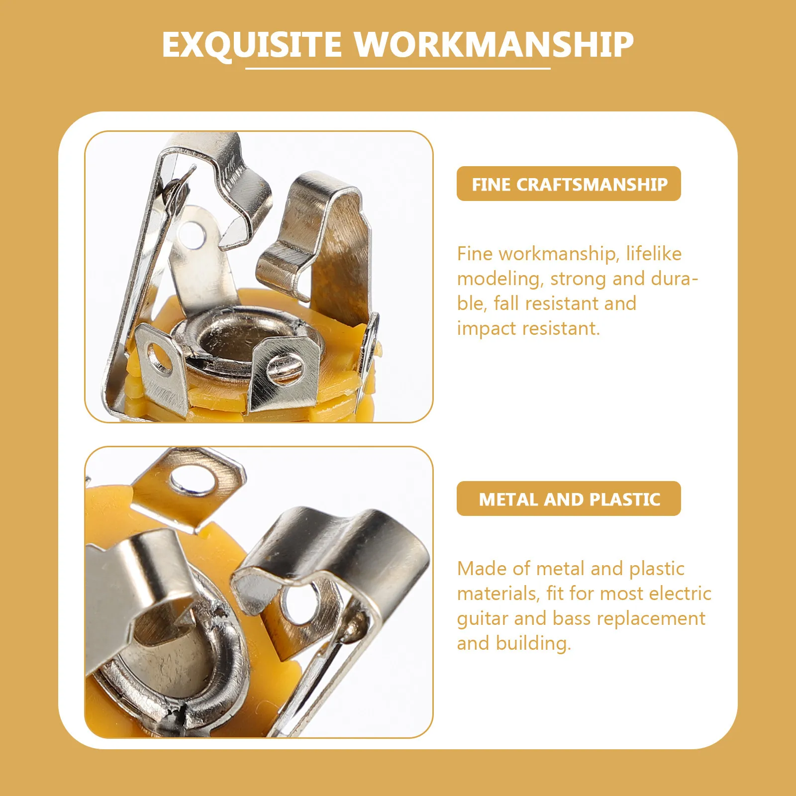 

6Pcs 6.35mm Stereo Guitar Jack Electric Guitar Socket Audio Metal Jack for Microphone Headphone Pc Av Applications Heavy Duty