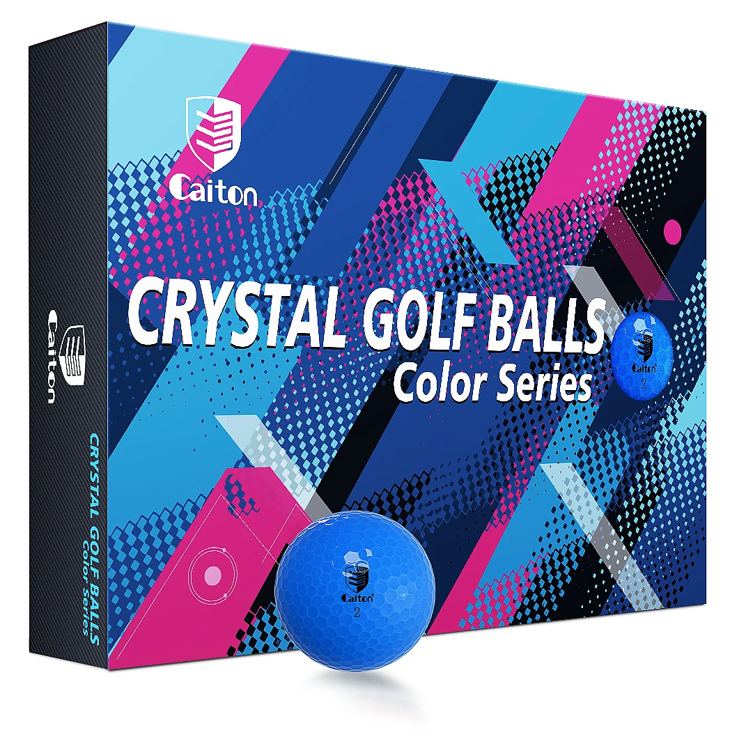 Caiton 3/6/12Pcs Blue Golf Balls Dual-Layer Crystal-Look Finish High Visibility Soft Feel Spin Control Durable Practice Play Set