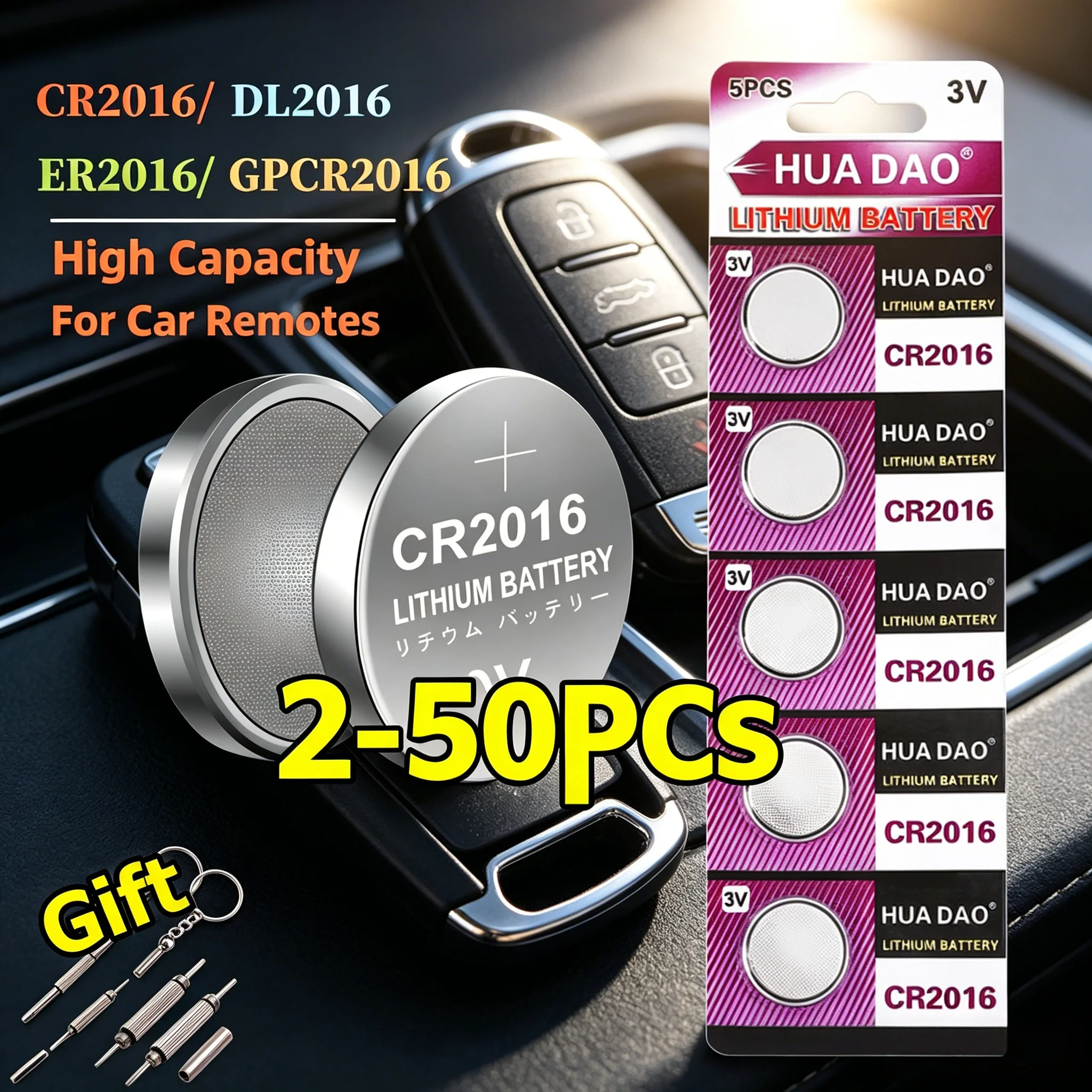 2-50Pcs Cr2016  Dl2016 Ecr2016 Br2016 3V 60Mah Lithium Button Cell For Watch Car Key Remote Motherboard LED Light Mini Toys