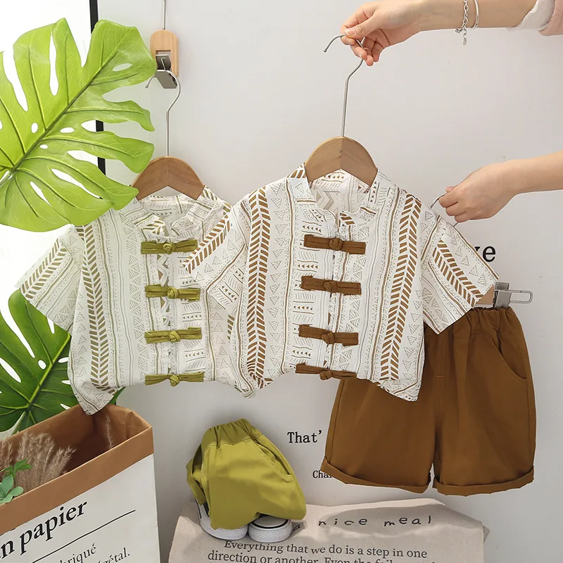 

Boys Clothes Sets Summer 2024 Children Cotton Shirts Shorts 2pcs Fashion Suit For Baby Tracksuits Kids Party Outfits Toddler 5Y