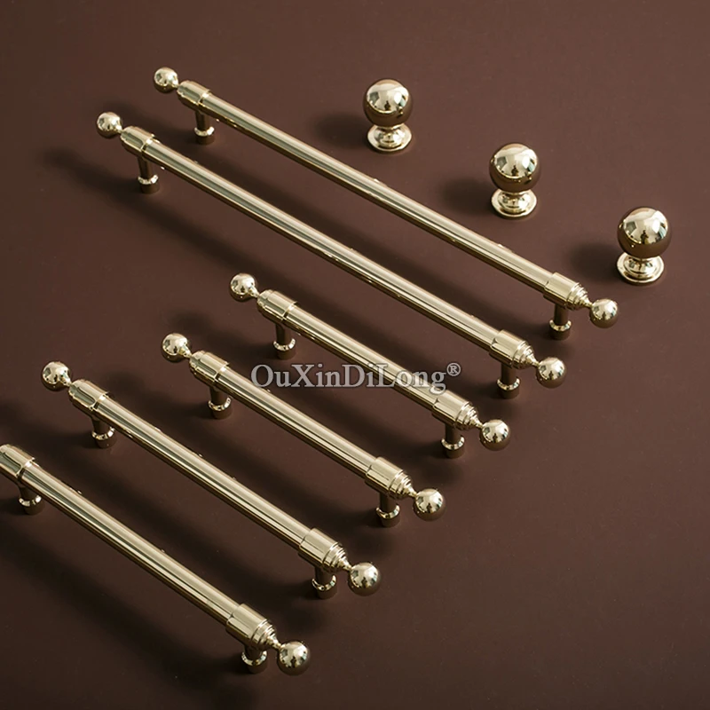 Exquisite Luxury 10PCS Solid Brass Gold Furniture Handles Drawer Pulls Cupboard Wardrobe Kitchen TV Wine Cabinet Pulls Knobs