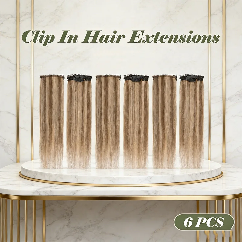 Hot Sale 10 Inch Straight Clip In Hair Extensions Synthetic Hairpiece For Women Daily Use
