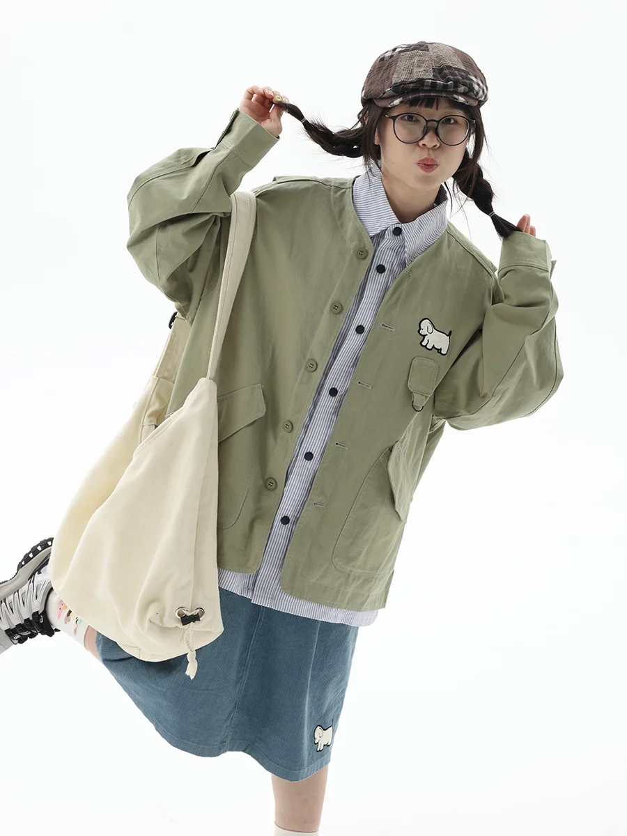 

Универсальная куртка-пальто King 2025 осеннего сезона, свободного кроя, в рабочем стиле, с эффектом двухслойности, для повседневной носки, из хлопка, с длинными рукавами и круглым вырезом горловины