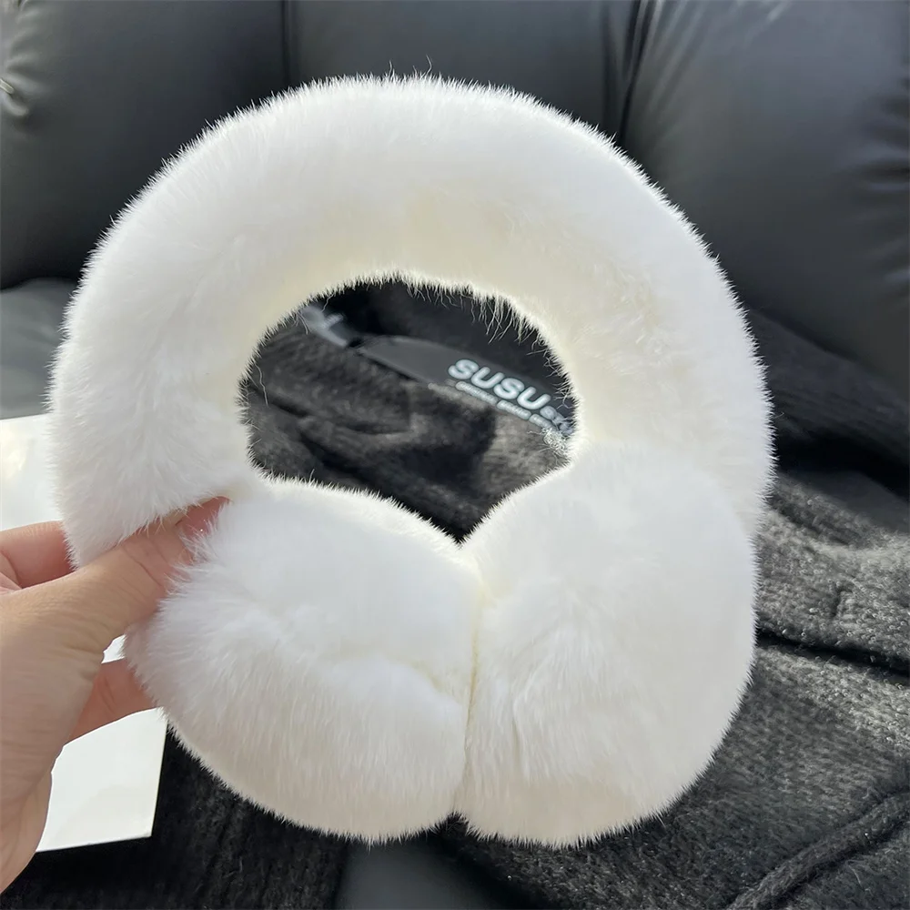 

Ear Muffs For Women Winter Ear Warmers Soft Warm Cable Furry Real Rex Rabbit Ear Covers For Cold Weather Furs Ear Muffs