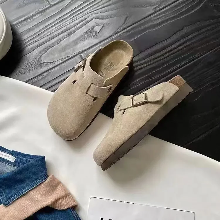 Summer Soft Footbed Cow Suede Birken Sandals Women And Men Hombre All-Match Couples Wear Cork Slippers Winter Plus Velvet Shoes
