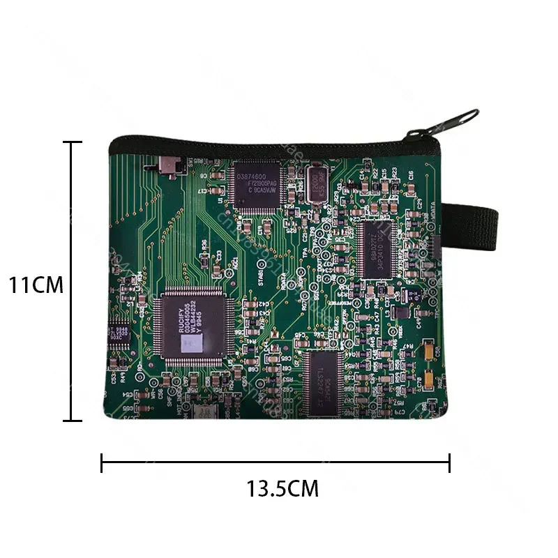 Electronic Chip Coin Purse para homens e mulheres, Circuit Board Wallet, saco de dinheiro cartão de crédito, mini bolsa e embreagem, meninos Bolsas