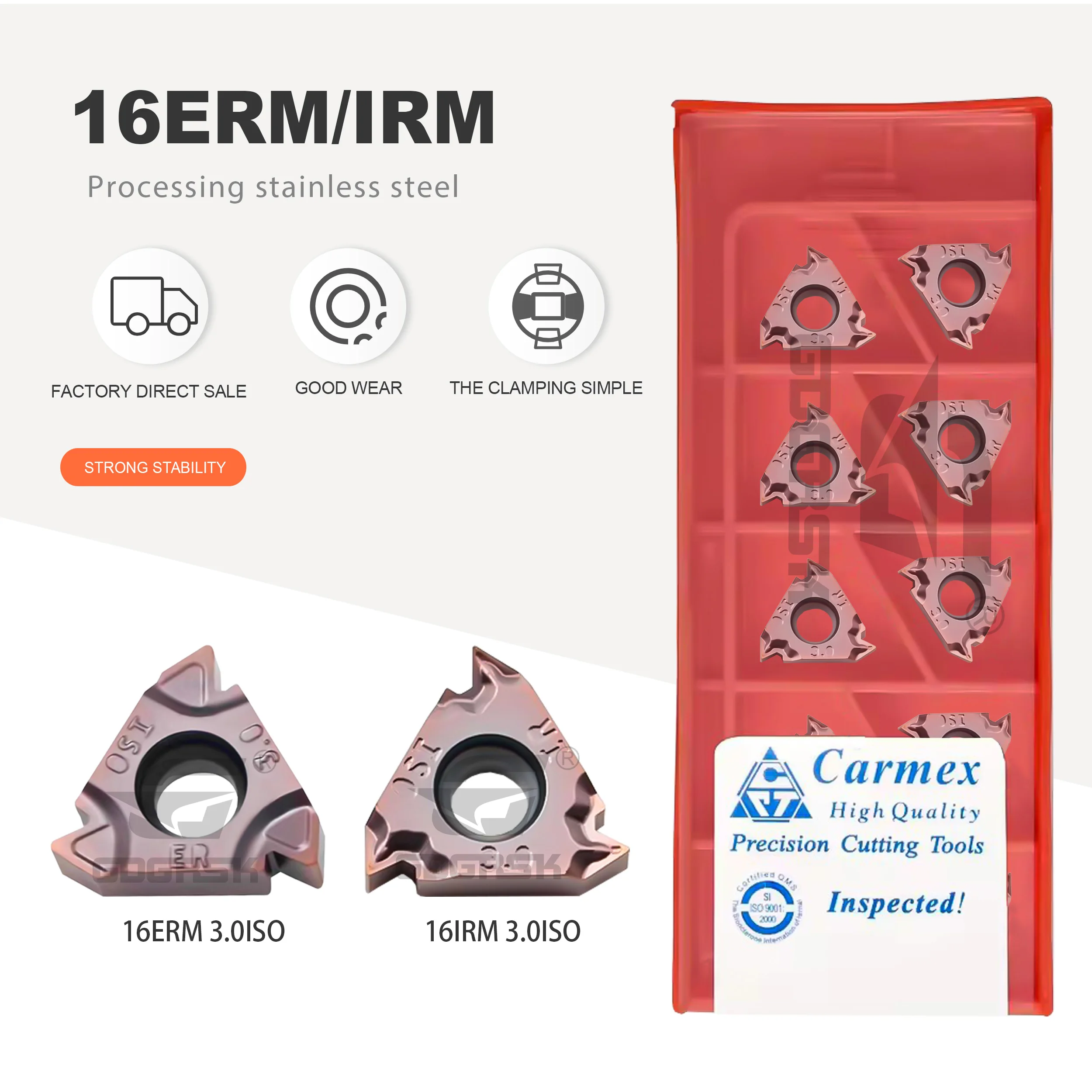 

16ERM 1.0ISO/AG55 16IRM 2.0ISO/11W BMA Обрабатывающий центр с резьбовыми вставками Серия 16ERM/IRM Прессованные резьбовые лезвия из нержавеющей стали