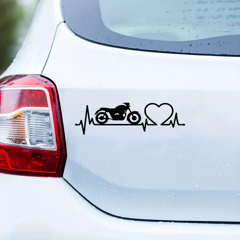 Motorcycle Heartbeat EKG Vinyl Sticker Waterproof Decal for Motorbike Tank Fairing Helmet Laptop Car Body Exterior Decor
