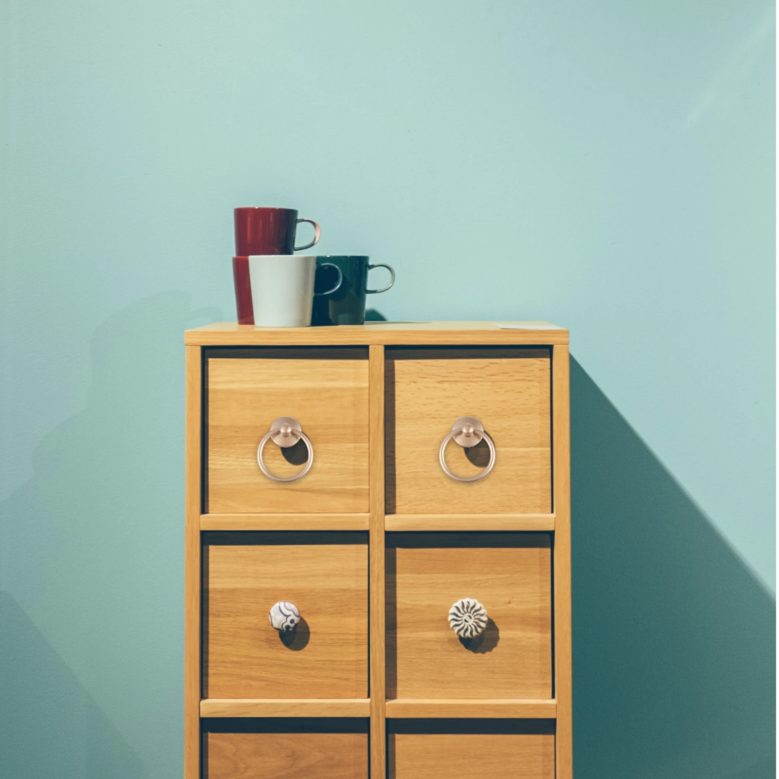 

6pcs Black Door Ring Knocker Pull Handle Round Ring Knobs For Cabinet Cupboard Wardrobe Drawer Door Hardware Replacement