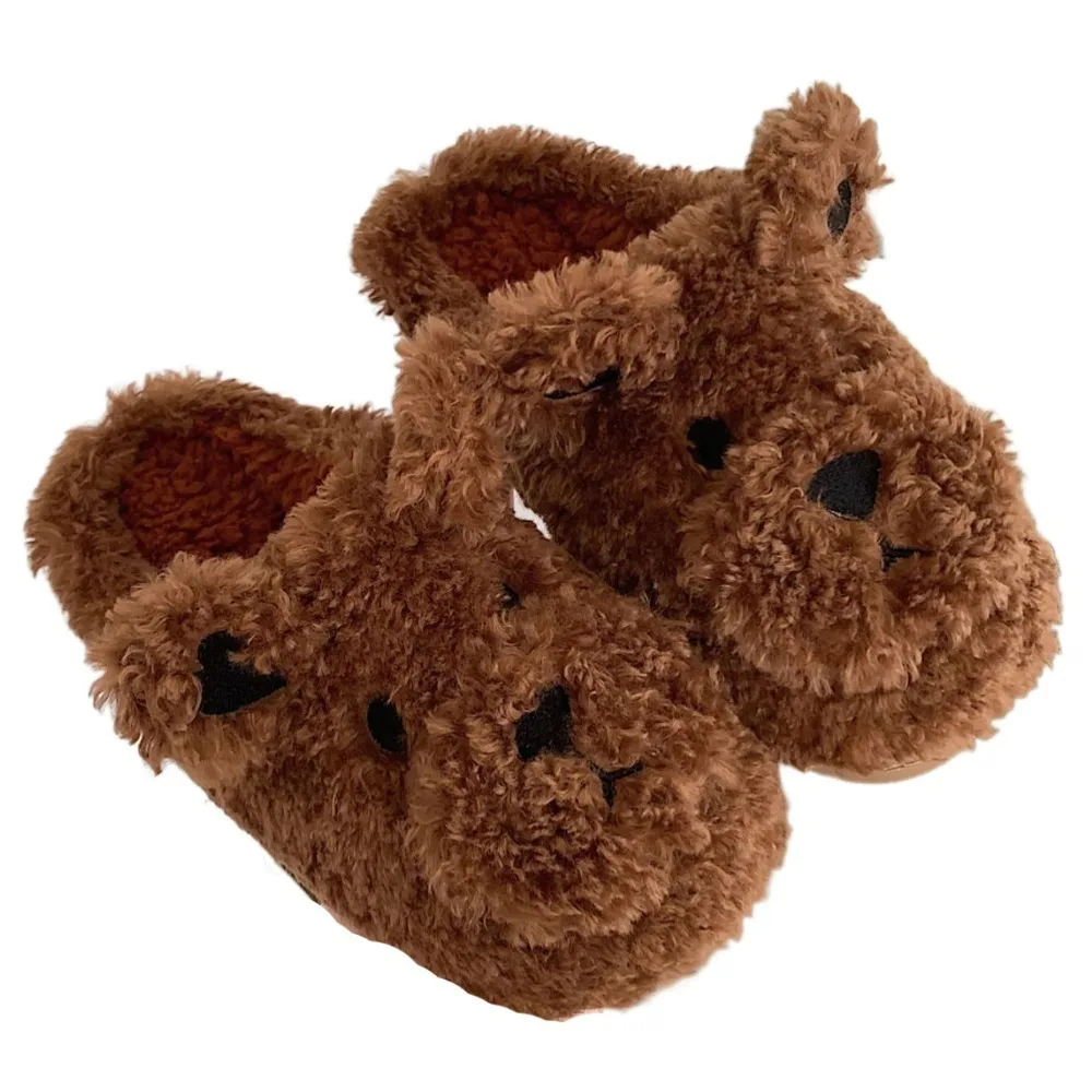 

Fashion Winter Plush Dog Slippers Soft Anti-slip Cartoon Furry Slippers Thicken Warm Cute Home Cotton Shoes Gifts
