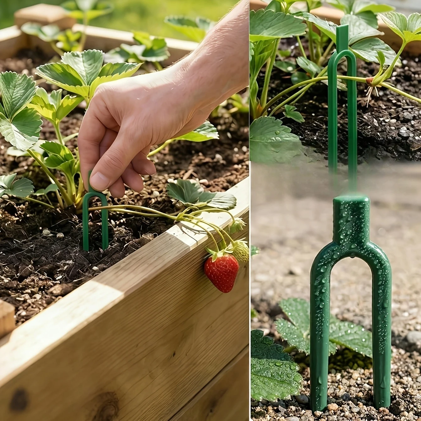 50Pcs Strawberry Garden Plants Fastening Fixture Clamp Clips Planting Fork Green Stolon Fixator Watermelon Vine Pressing Tool