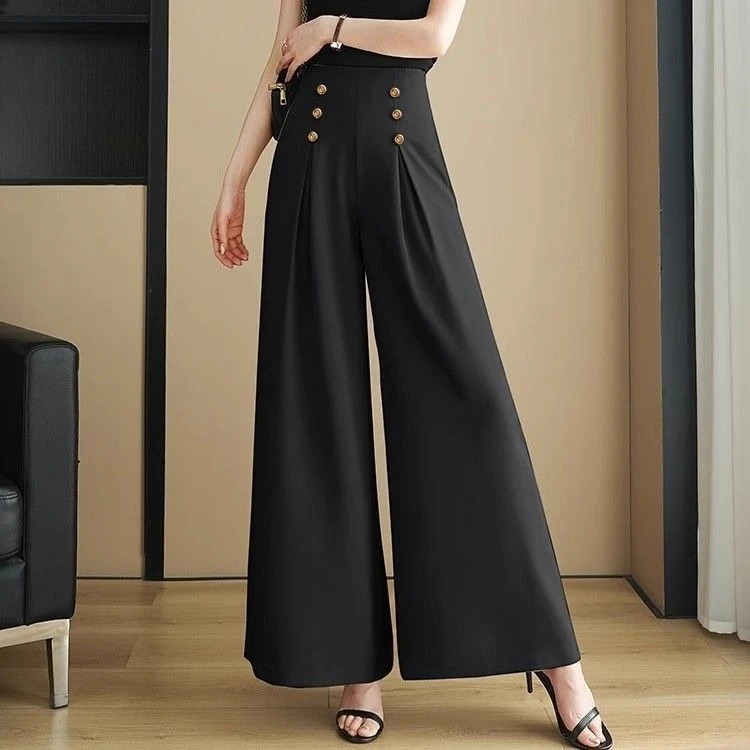 2026 New Season Women's Casual Culottes with Wide Leg Cut Loose High Waist for a Flattering Slimming Figure and Elegant Draping