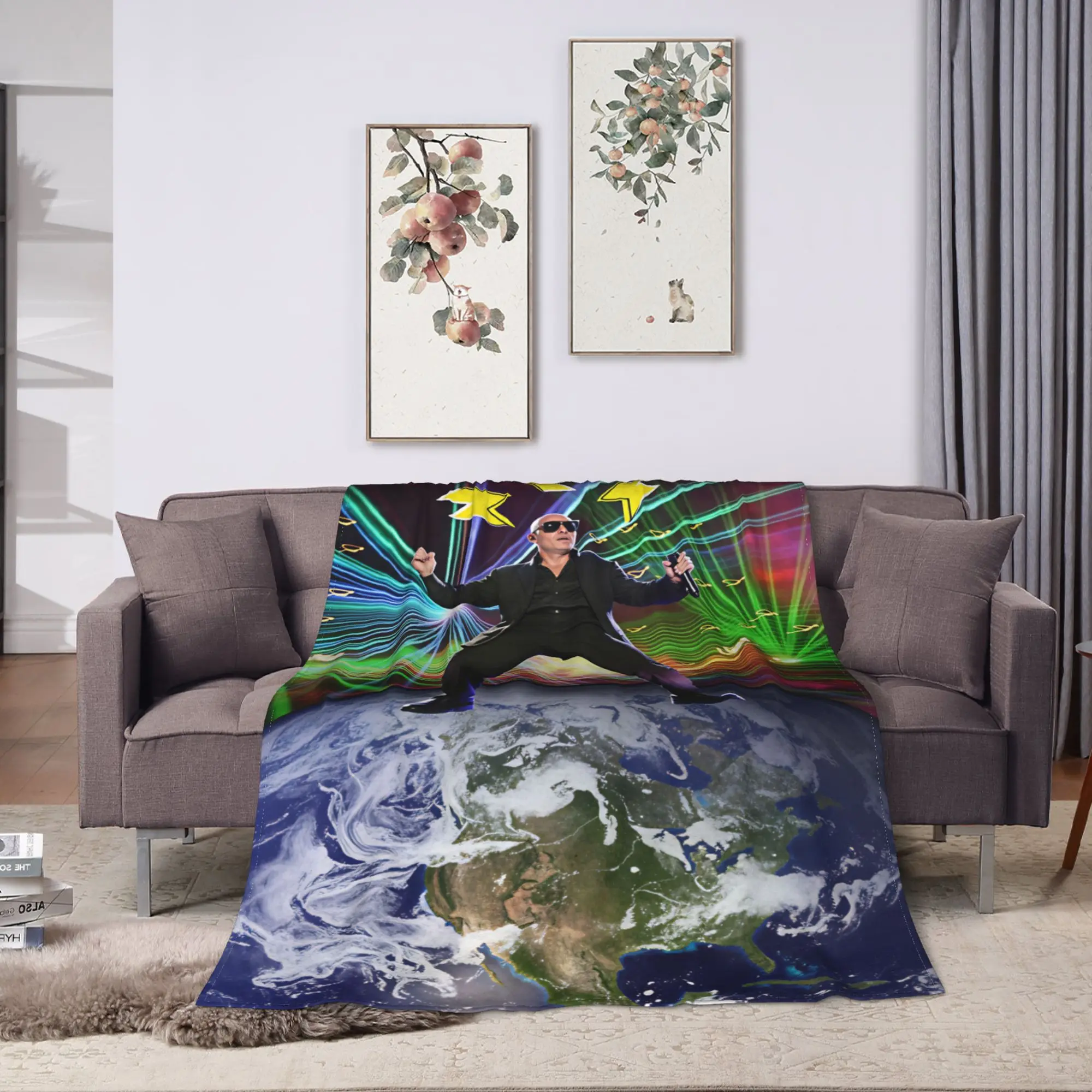 Pitbull Mr Worldwide Tour Soft Blanket  Kids Plush Throw Blanket Comfortable Bedroom Flannel Bedspread Sofa Bed Cover