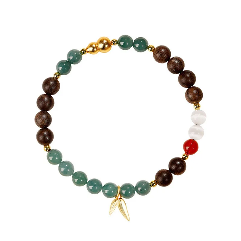 

Blue Water Jade Bracelet for Women Agarwood Fortune Bead Bracelet Luck Jewelry for Family and Friends Gifts