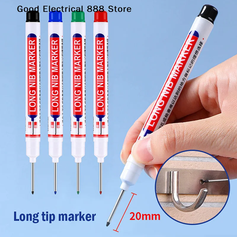 【GE】1pcs Multi-Purpose 20mm Deep Hole Long Nib Head Marker For Metal Perforating Pen Waterproof Bathroom Woodworking Decor Tool