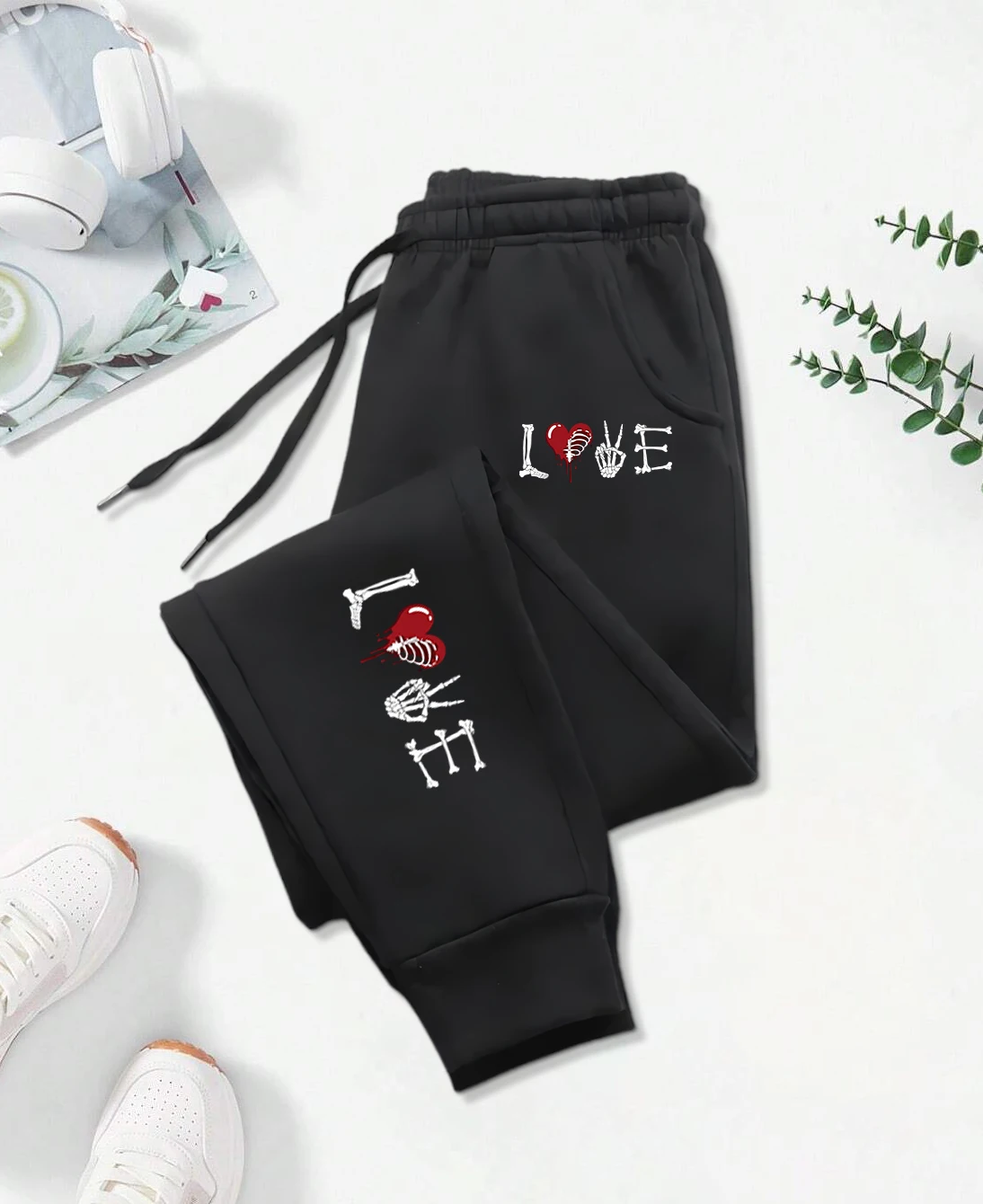 Love Skull Finger Funny Pattern Printed Woman Pant Comfortable Warm Sweatpants Fashion Casual Female Y2K Pants Sport Trousers